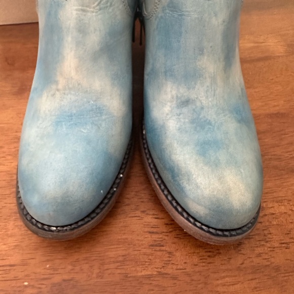 Bed Stu Countess Wedge Blue Driftwood Leather Ankle Booties size 9.5 - Picture 5 of 7